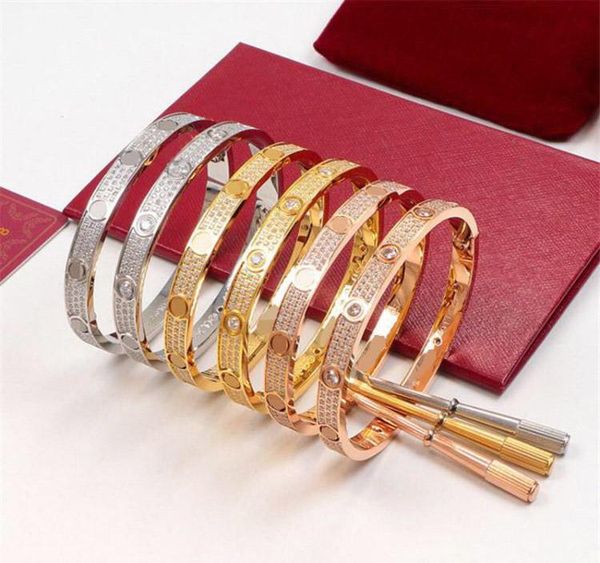 

have stamps full diamond designer love bracelets for lady design mens womens party wedding lovers gift luxury jewelry for bride with box, Silver