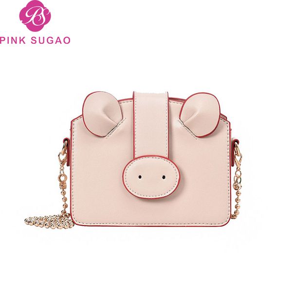 

Pink sugao designer luxury handbags purses women shoulder bags pig shape mini flap bags new fashion crossbody bag pu leather top quality bag
