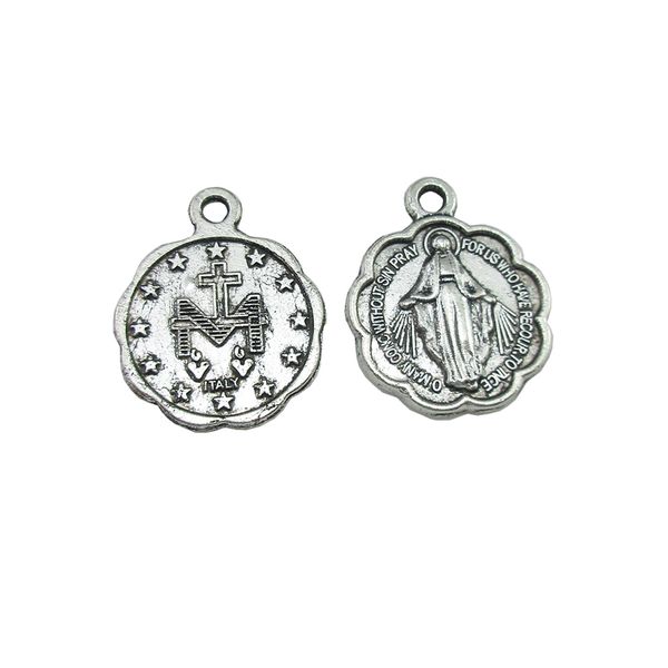 

100pcs of antique silver religious miraculous medal pendant