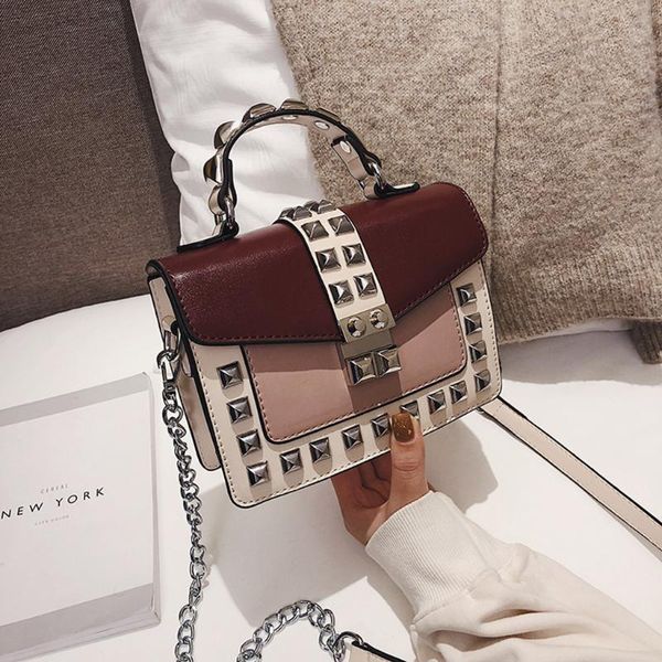 

handbags women bags chain bag wild messenger crossbody bag rivet shoulder small square pack sac main femme #t1g