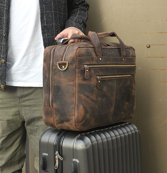 

maheu classic luxury vintage leather briefcase for layer 15.6 inch office man lapbriefcase retro handbags on travel cases