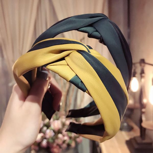 

korea handmade contrast color stripe hair accessories knotted fabric hairbands headband hair hoop for women girls oranments