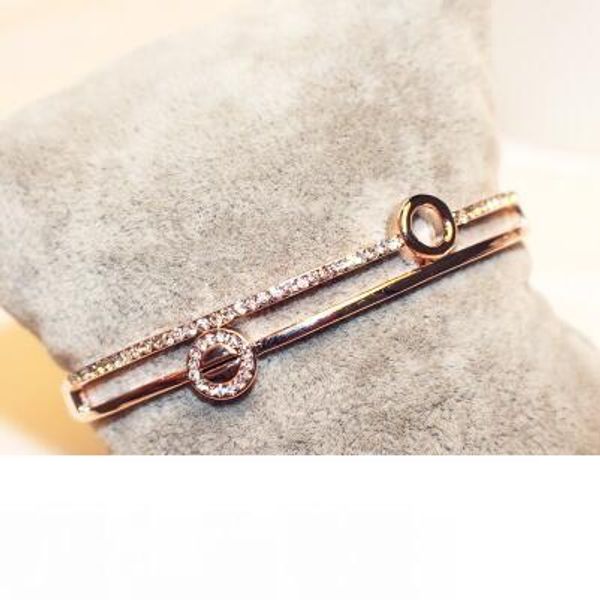 

двойной слой коренастый bngales для женщин розовое золото покрытием старинные циркон кристалл круглые подвески браслеты браслеты мода ювелир, Golden;silver