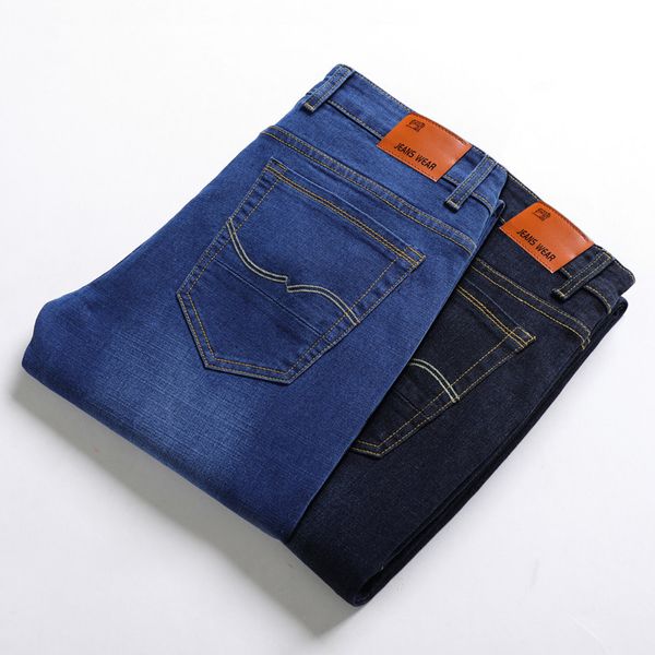 

men's classic jeans stylish designed straight slim fit pants, Blue