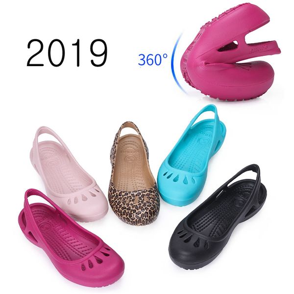 

women jelly sandals home non-slip summer hole shoes female flat slippers plastic female girls waterproof eva garden shoes, Black