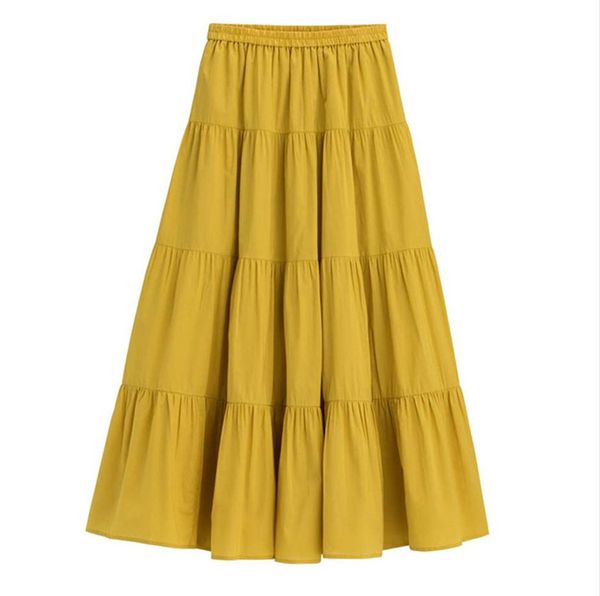 

2019 spring autunm women ruffle skirt,fashion summer cotton linen skirts,plus size long maxi skirts 6xl 7xl red purple pink, Black