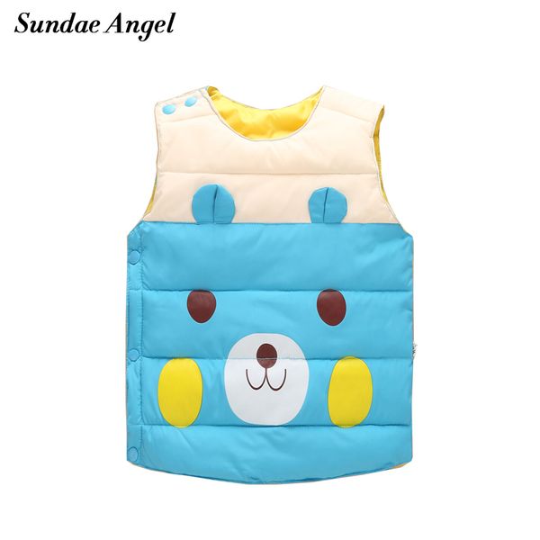 

sundae angel winter girl vest fashion patchwork kids baby boy down jacket coat polyester children outerwear waistcoats 1-6 years, Blue