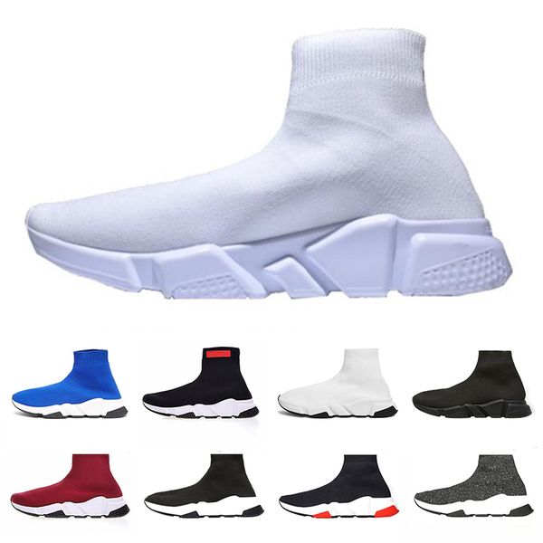

With Box New 2019 Mens Womens Speed Trainer Fashion Black White Red Sock Shoes Ladies Luxury Designer Trainers Jogging Sneakers Shoes
