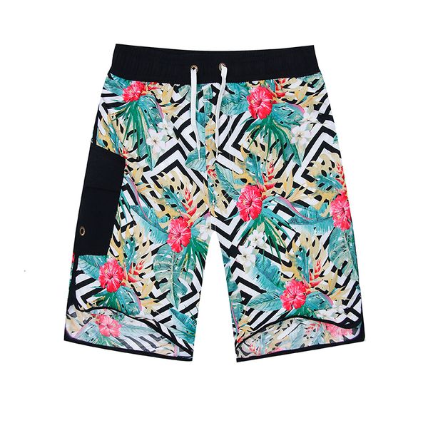 

forerun shorts casual beach shorts flower geometric print summer bermuda kneel density easy dry vacation homme, White;black