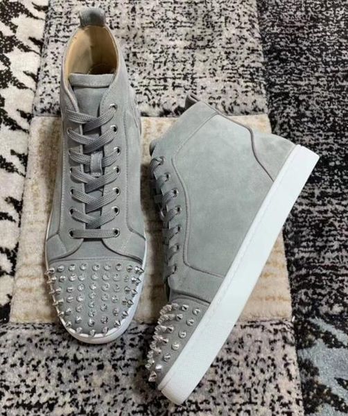 

new designer sneakers red bottom casual shoes high cut suede spike luxury shoes men women shoes party wedding crystal leather sneakers c05, Black