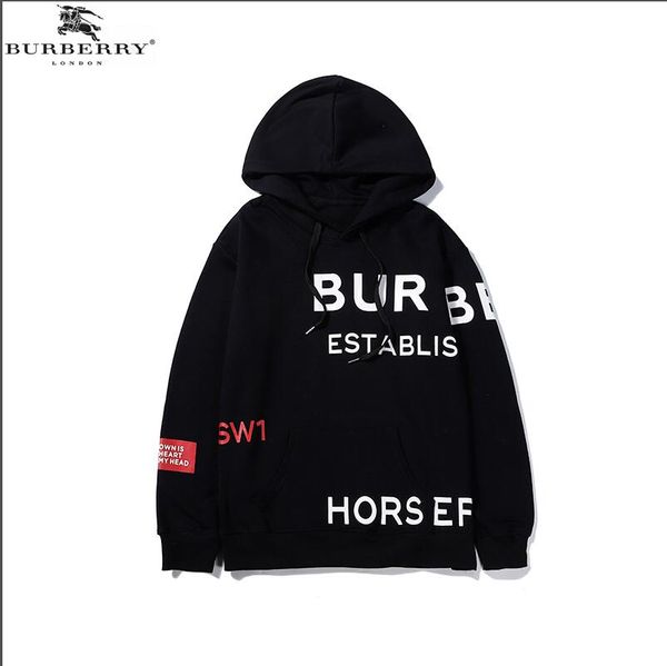 

2019 men's and women's burberrywinter new fashion sports sweater printing short-sleeved embroidered cotton men's sweater -41, Black