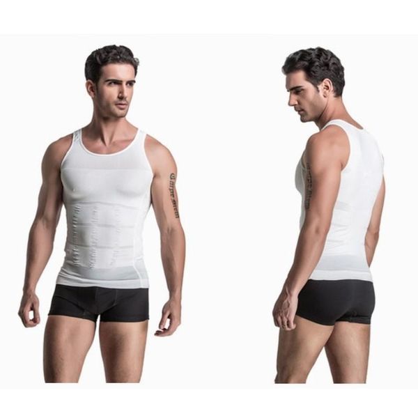 

men ' slimming vest body shaper tank classic undershirt tight t -shirt abdomen shapewear tummy waist lost weight n life elastic, White;black
