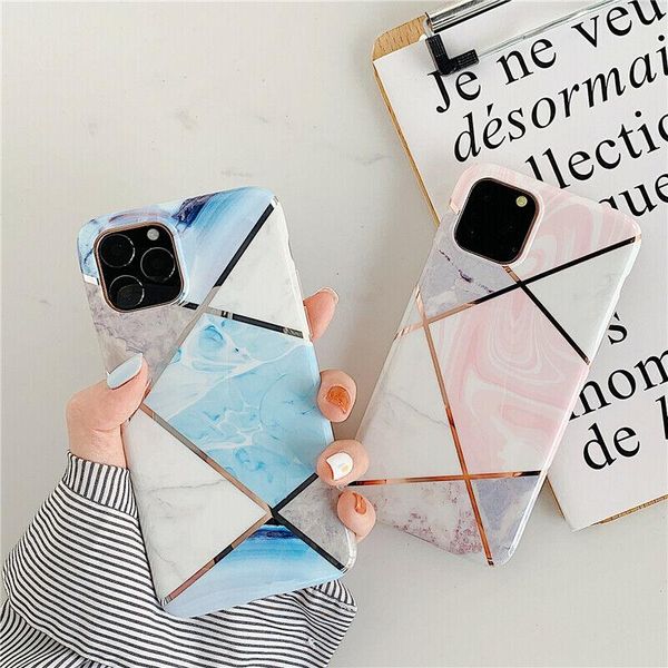 

eshop glossy phone case for iphone 11 pro max 11 xs max xr x 7 8 6s plus plaid marble cover