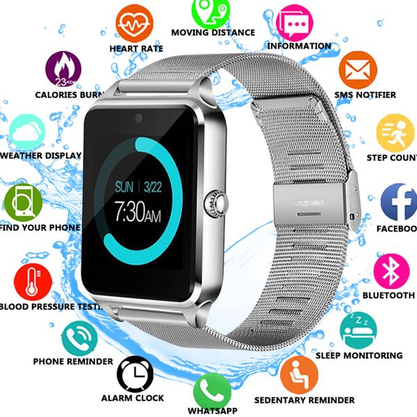 

Smart Watch Z60 GT09 Men Women Bluetooth Wrist Smartwatch Support SIM/TF Card Wristwatch For Apple Android Phone PK DZ09