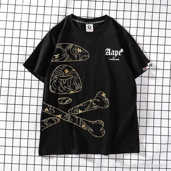 

classic tide brand short sleeved mens designer t-shirt luxury fashion casual t-shirt boutique ape man printed t-shirt cotton sports t shirt, White;black