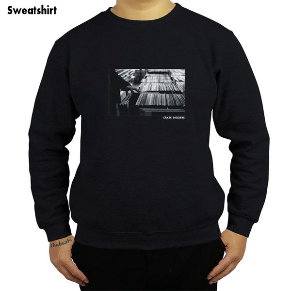 

new arrived o-neck men sweatshirt crate diggers hoodies deejay serato scratch live technics 1200 turntables sbz4165, Black