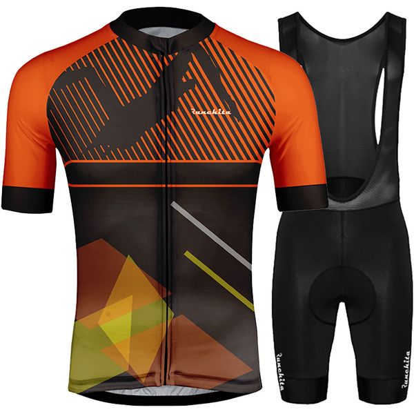 

hombre verano runchita 2020 mtb training contest pro cycling jersey summer short sleeve set bicycle sport wear, Black;blue