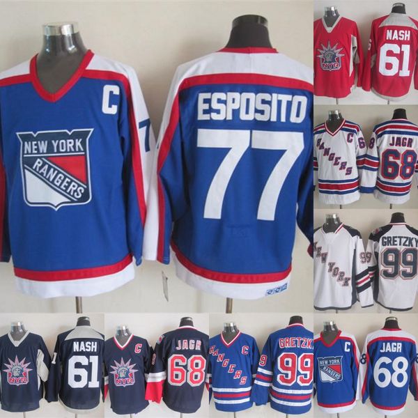 

New York Rangers Jerseys 99 Wayne Gretzky 68 Jaromir Jagr 61 Rick Nash 77 Phil Esposito Womens Mens Youth Hockey Jerseys Fast Shipping
