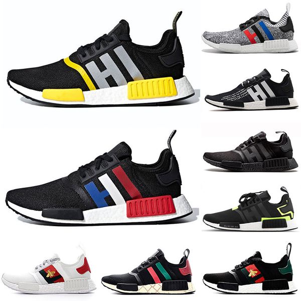 

2020 новый nmd runner r1 primeknit тройной черный белый би nmds дизайнер кроссовки для мужчин женщины oreo nmds runner спорта кроссовки 36-4, White;red
