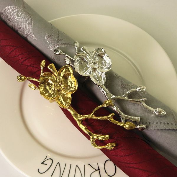 

12pcs alloy napkin circle creative plum napkin ring l wedding alloy mouth cloth ring gold / silver