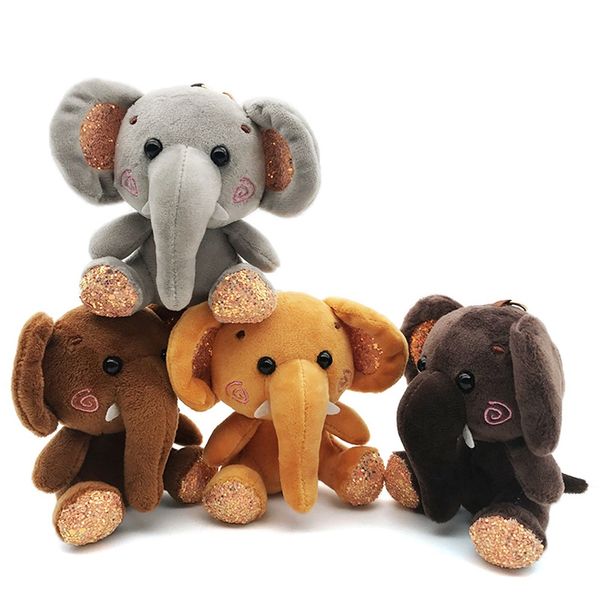 

10cm cute elephant sequin plush stuffed toys keychain doll lovely christmas for kids valentine present keychain kids gift