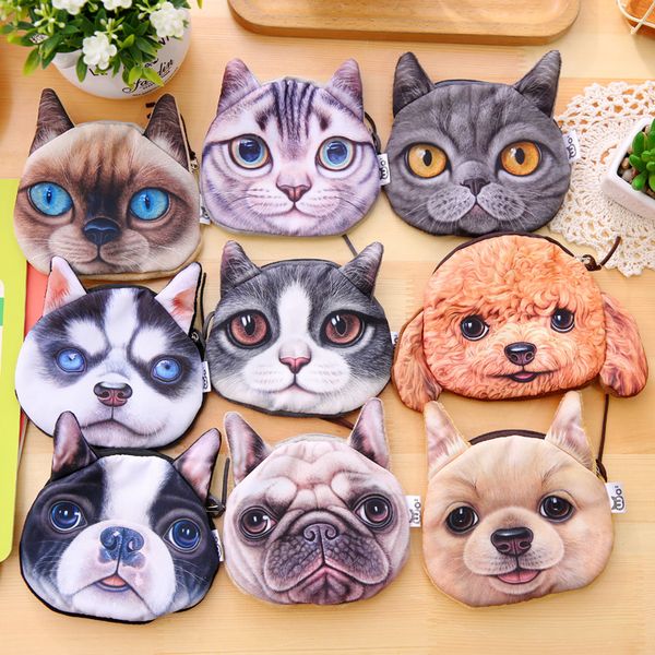 

cartoon 3d cat dog cotton pencil case for girls cute coin purse stationery pouch promotion gift school supplies
