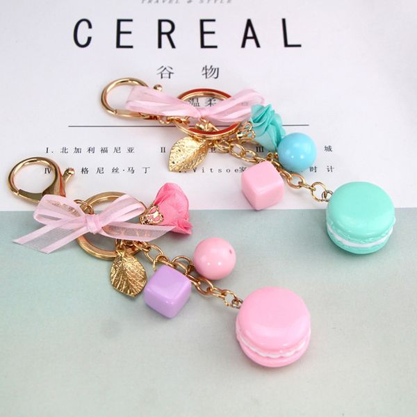 

creative alloy tag macaron cake acrylic keychain car, Silver