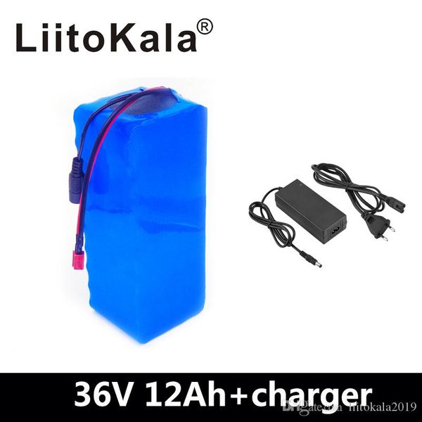 LiitoKala 18650 36V 12AH batteria al litio batteria per bicicletta integrata 20A BMS con caricabatterie 2A