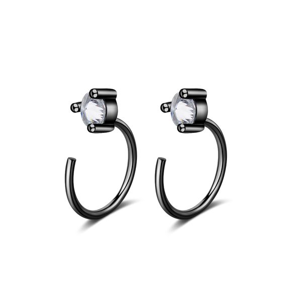 

eh368 кристалл серьги женщины девушки ювелирные изделия конус черное золото круглый корейский драма красивая женщина beautfiul, Silver