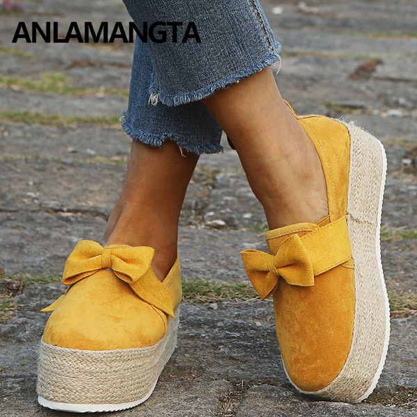 

women's shoes bowknot spring autumn casual shoes platform ladies slip on creeper casual round toe flats, Black