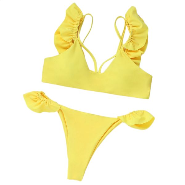 

bikini split ruffle swimwear hanging bikini beachwear