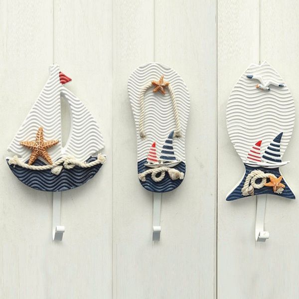 

unique design wood clothing hats hooks cartoon pattern wall hang up keys home decoration