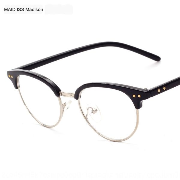 

classic rivet metal all-match myopia frame glasses fashion plain glassesmyopia glasses frame, Silver