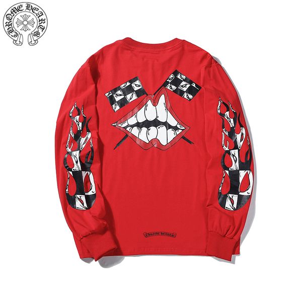 

chromes hearts tide brand sweater mens designer long sleeved shirt fashion print t shirt trend tshirt hip hop long sleeved couple sweatshirt, White;black