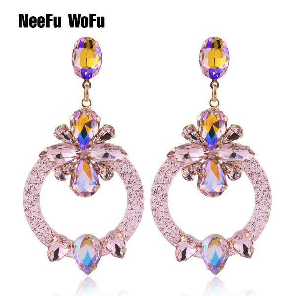 

neefu wofu drop resin earrings brand crystal big earring large long brinco ear accessories oorbellen christmas gift, Golden