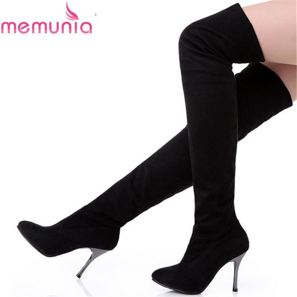 thigh high boots thin heel