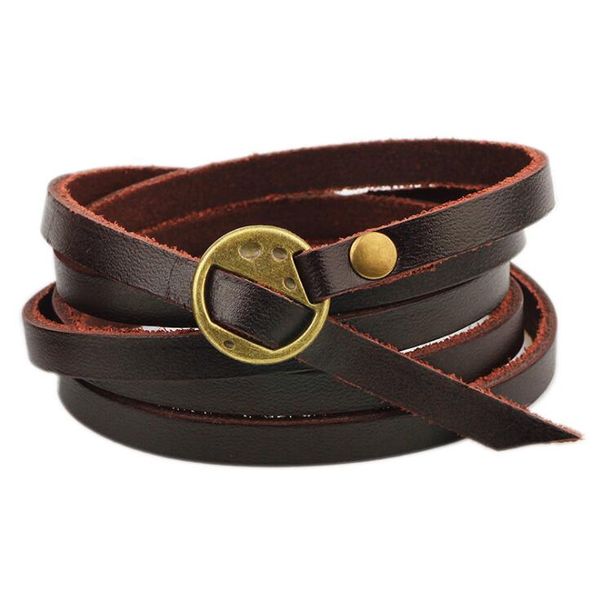 

fashion genuine leather bracelet multi loops cow leather wristband thin women waist belt, Golden;silver