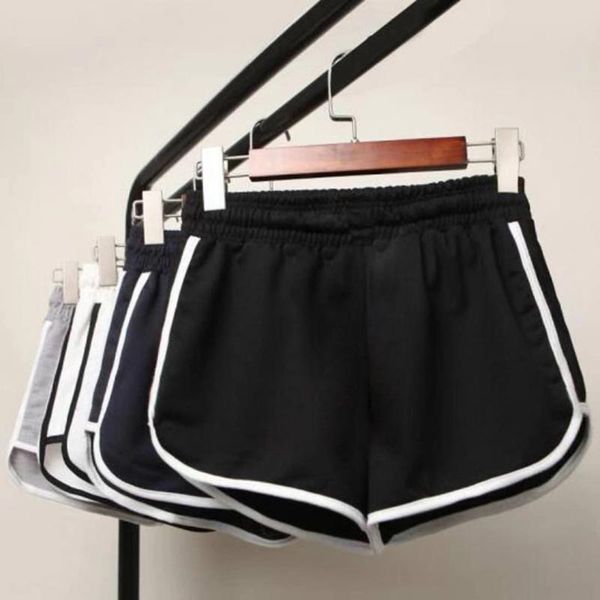 

big size 2020 summer women ladeis fashion clothings casual solid shorts high elastic waisted fitness casual shorts, White;black