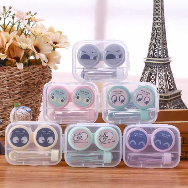 

plastic contact lens case cartoon pet printed container transparent pocket contact lens case holder makeup case gga2701