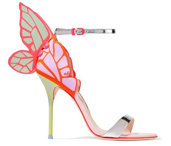 STANI NUOVI SAGNI 2024 SPEDIZIONE BREVETTO SPEDIZIONE SEXY High High High 3D Butterfly Stampa Sophia Webster Sandals Openta Shoe colorate 34-42 128