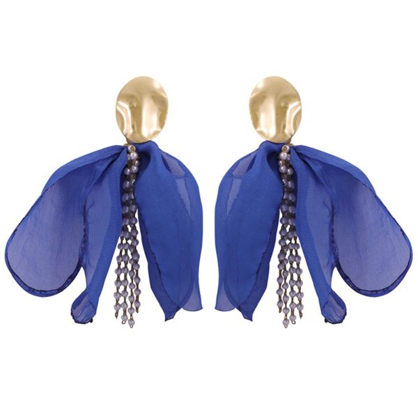 

european and american new fashion jewelry womens super fairy chiffon exaggerated earrings fashion chain tassel earrings, Golden