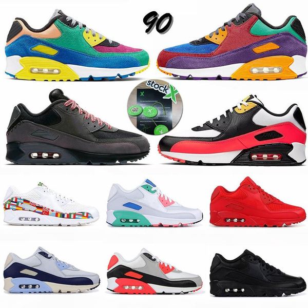 

2020 stock x 90 og viotech purple be true mixtape bred triple black white infrared cool grey classic men women running shoes sneaker