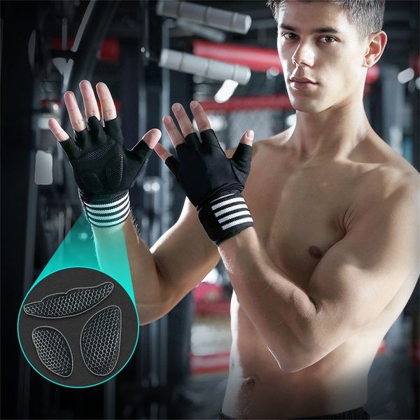 

professional men women fitness gloves weight lifting gym training sports workout bodybuilding half finger gloves protector#g4