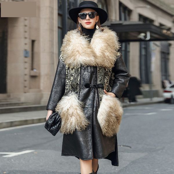 

natural real fur coat female wool jacket autumn winter coat women clothes 2019 vintage sheepskin double-faced fur 4984, Black