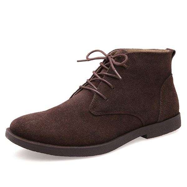 

autumn winter men's boots classic fashion genuine leather ankle boots men cow suede winter shoes men, Black