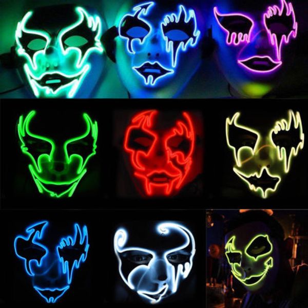 

halloween mask led light up full face mask flashing luminous halloween costume party decor festival cosplay costume supplies