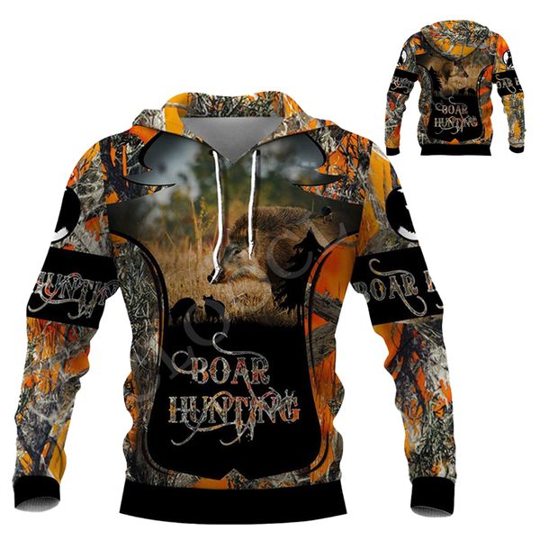 

hunting wild boar print hoodie men women 3d sweatshirt animal pet pig fashion funny swine casual hooded coat, Black