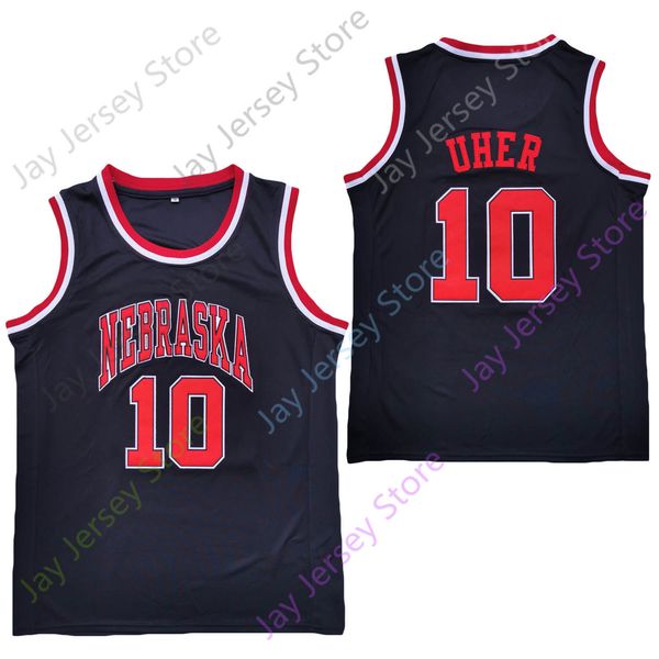 

2020 new ncaa nebraska cornhuskers jerseys 10 uher college basketball jersey black size youth all stitched, Black;red