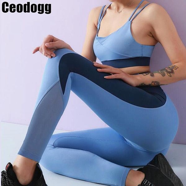 

2 piece set sportwear йога set бесшовные mesh gym спортивный бюстгальтер фитнес костюм для женщин одежда тренировки высокой талией леггинсы, White;red