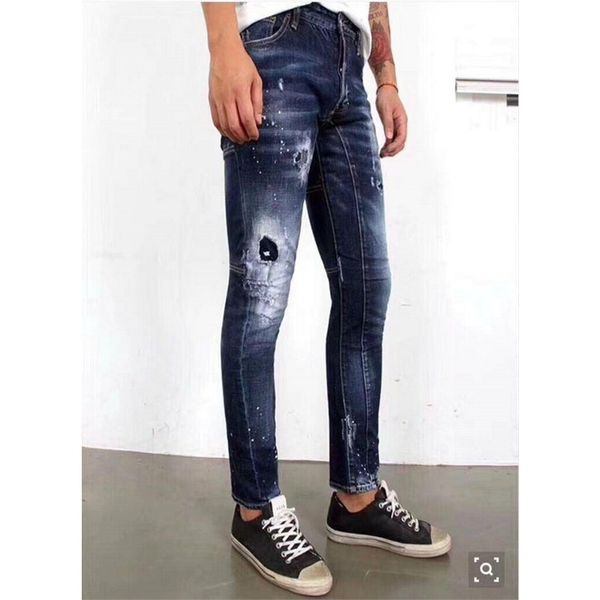 

Drop shipping brand Biker Jean Men's Distressed Stretch Ripped for Men Hip Hop Slim Fit destroy Holes Denim Jeans Cotton Pants